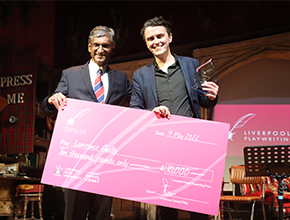 Playwriting Prize award winner picture with Professor Pillay